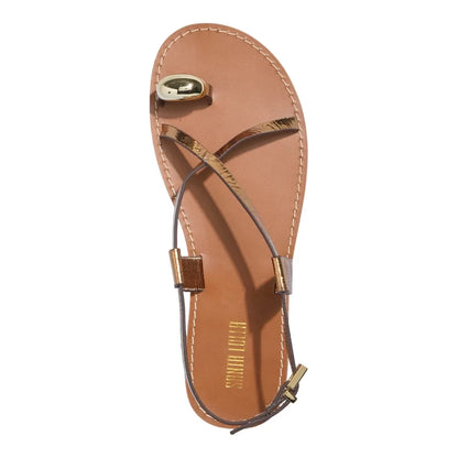 Rasteirinha De Dedo Santa Lolla Bronze Couro