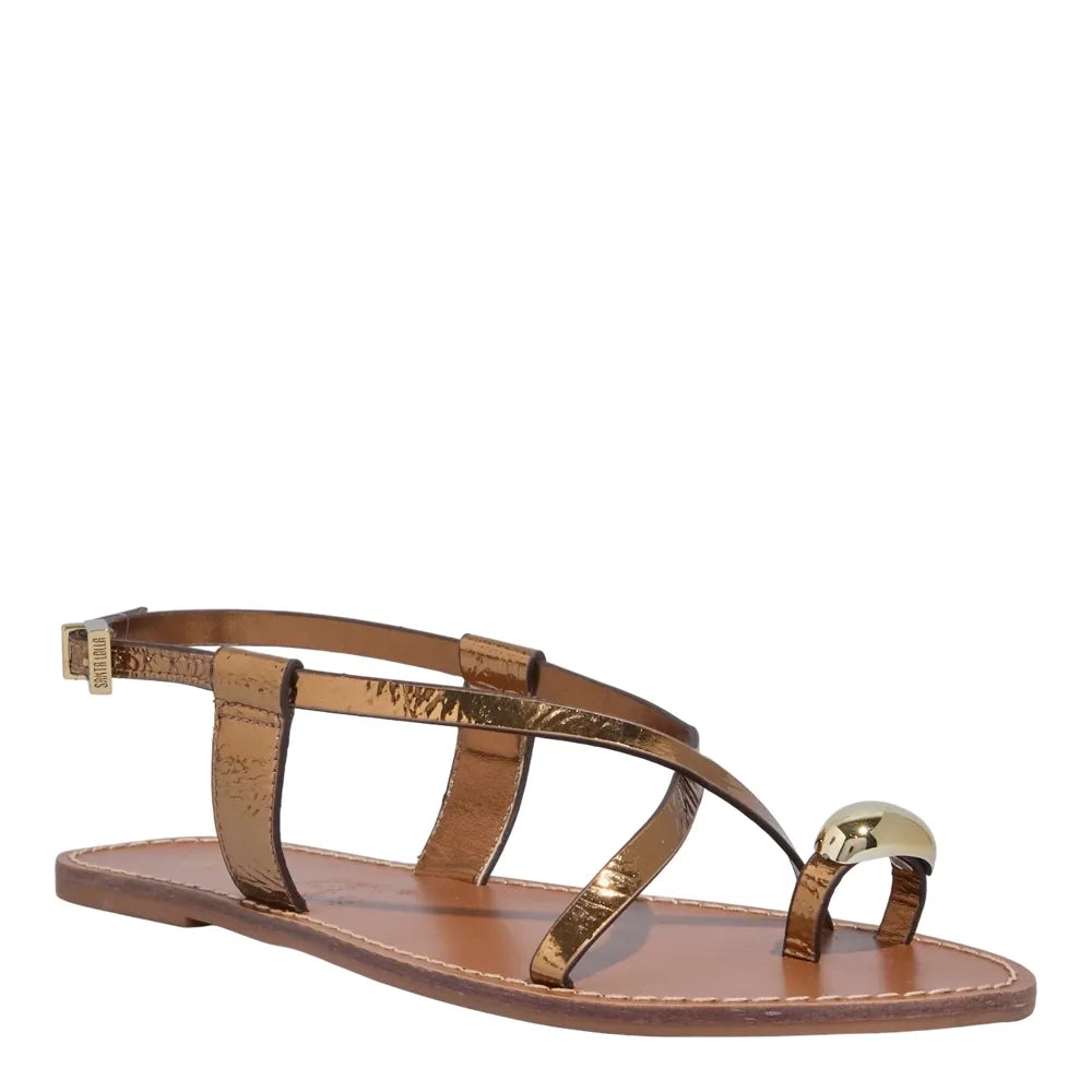 Rasteirinha De Dedo Santa Lolla Bronze Couro