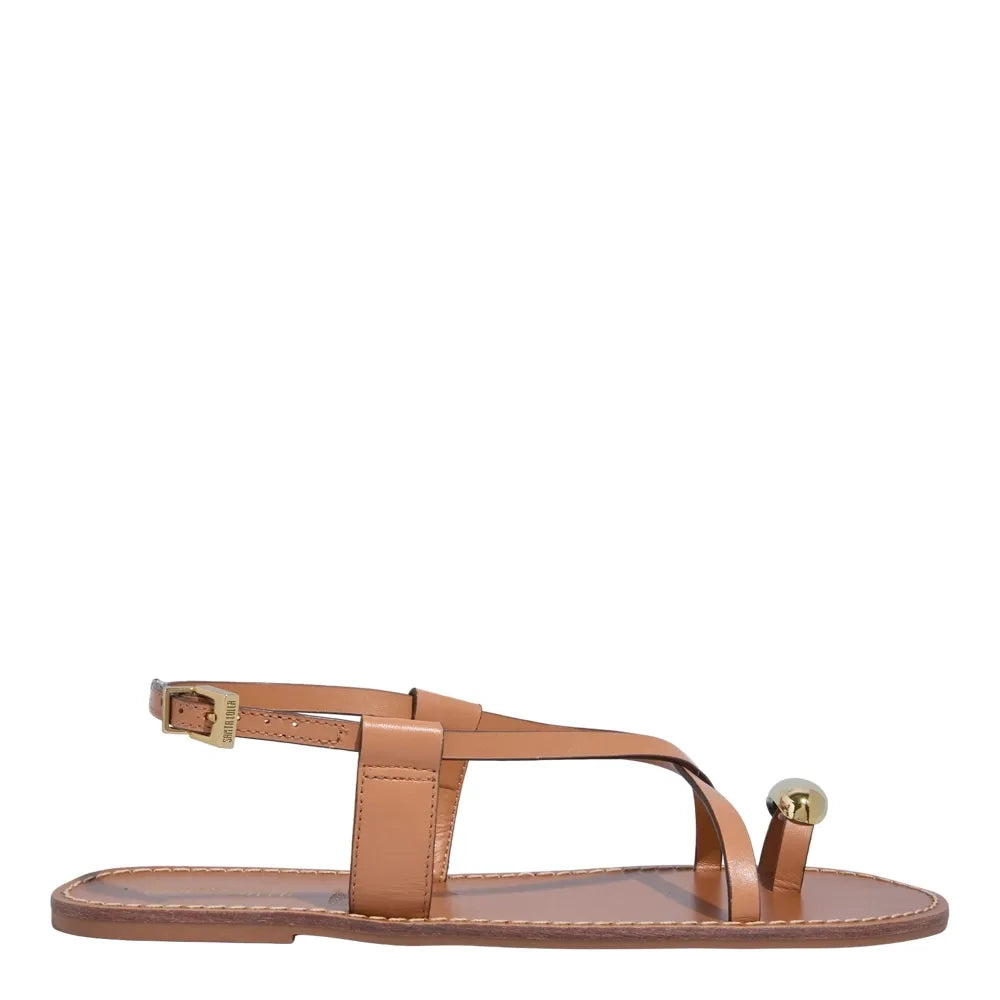 Rasteirinha De Dedo Santa Lolla Caramelo Couro