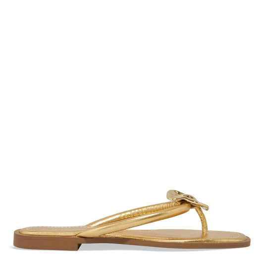 Rasteirinha Degalls Dourada Aplique Metalizado