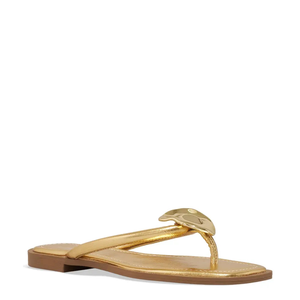 Rasteirinha Degalls Dourada Aplique Metalizado