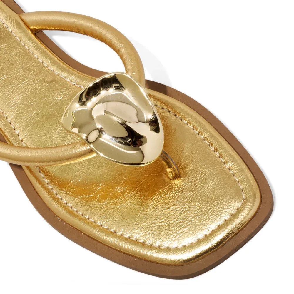 Rasteirinha Degalls Dourada Aplique Metalizado