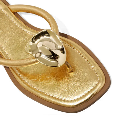 Rasteirinha Degalls Dourada Aplique Metalizado