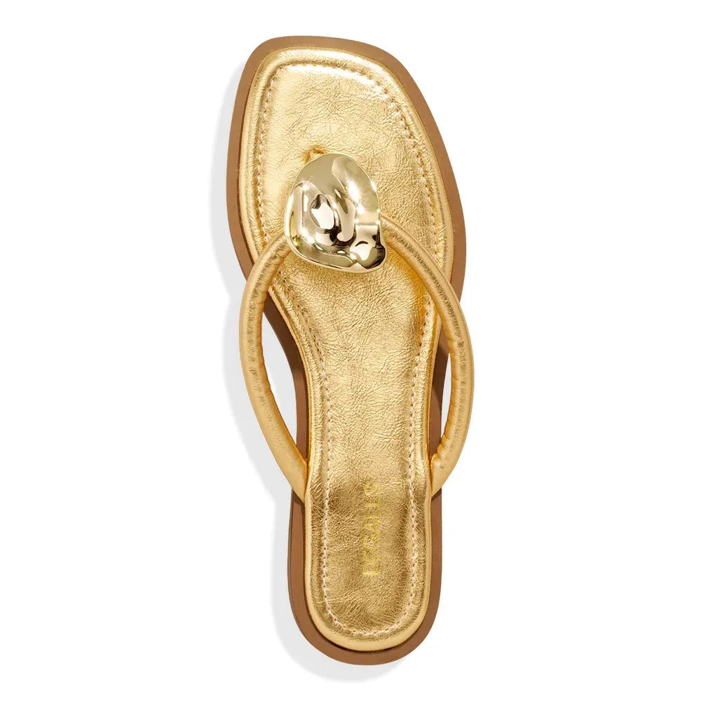 Rasteirinha Degalls Dourada Aplique Metalizado