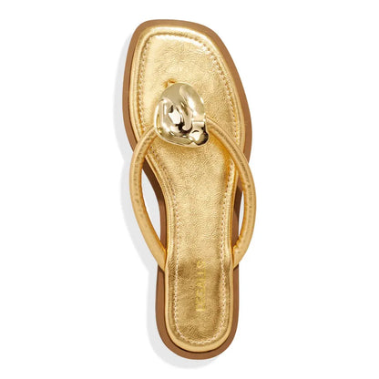 Rasteirinha Degalls Dourada Aplique Metalizado