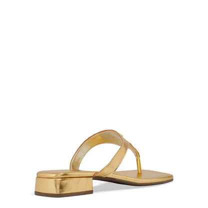 Rasteirinha Degalls Dourada Metalizada Salto Bloco