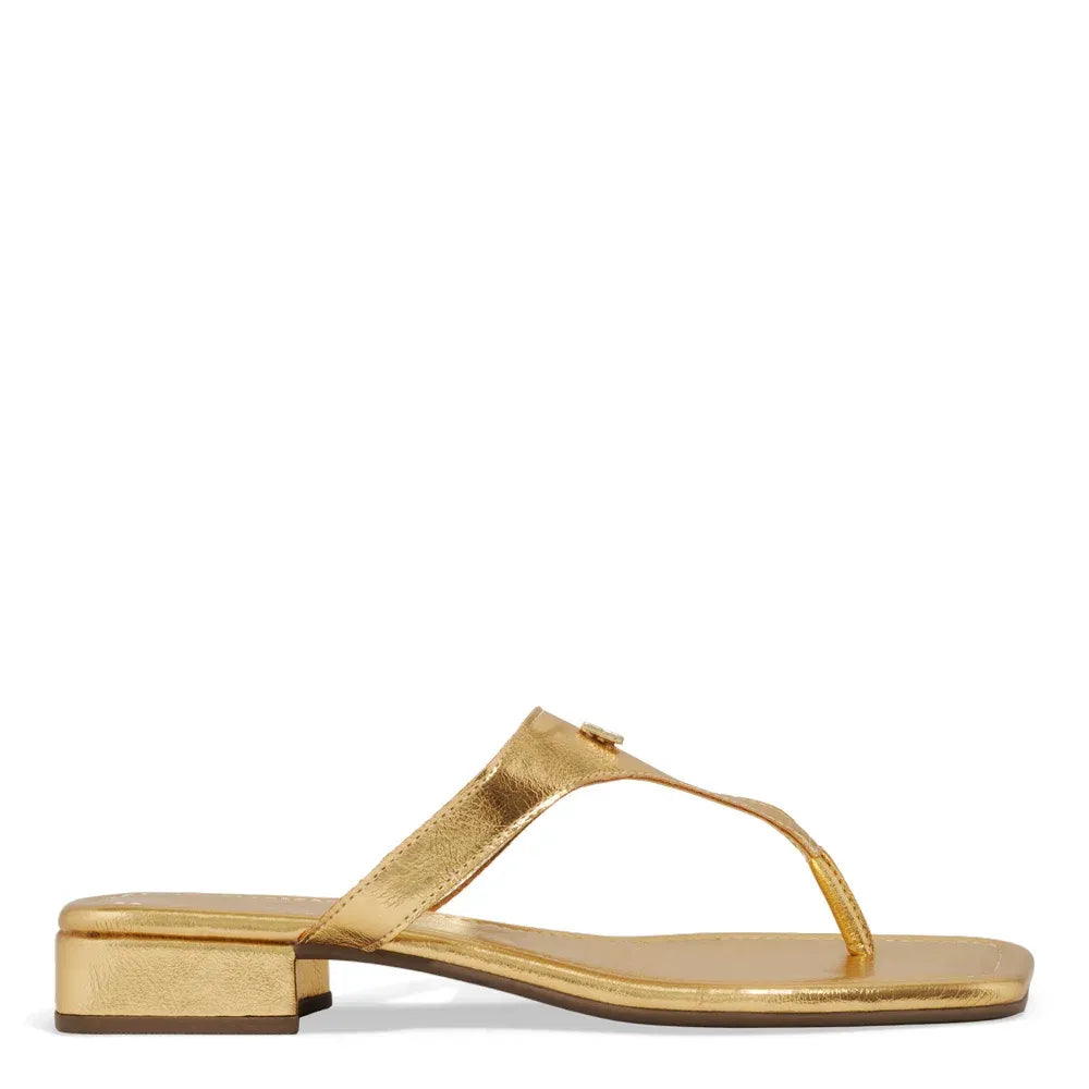 Rasteirinha Degalls Dourada Metalizada Salto Bloco