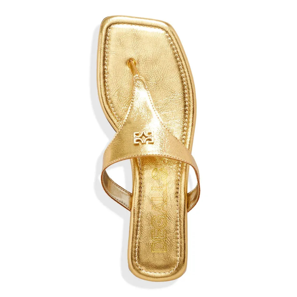 Rasteirinha Degalls Dourada Metalizada Salto Bloco