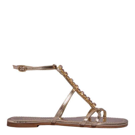 Rasteirinha Degalls Dourada Pedraria Rosa