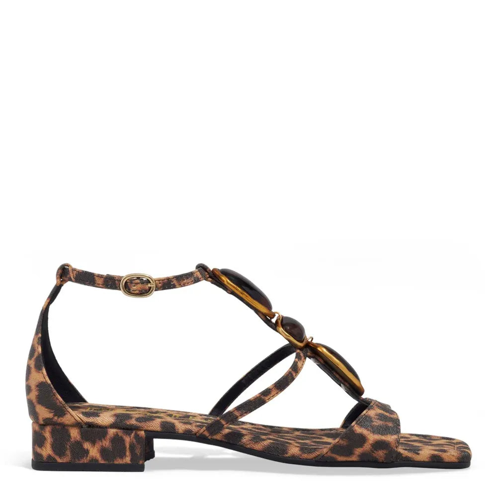 Rasteirinha Degalls Onça Caramelo Tiras Fivela