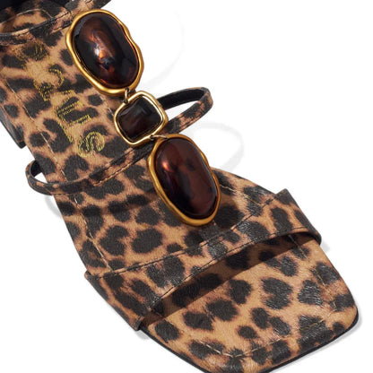 Rasteirinha Degalls Onça Caramelo Tiras Fivela