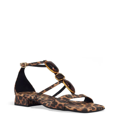 Rasteirinha Degalls Onça Caramelo Tiras Fivela