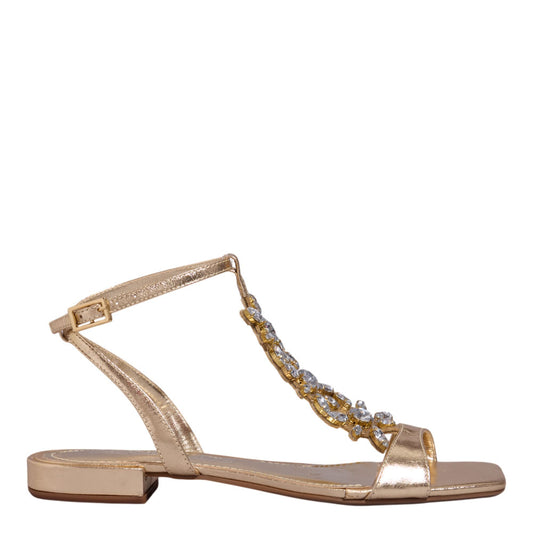 Rasteirinha Degalls Pedraria Dourada Bico Quadrado