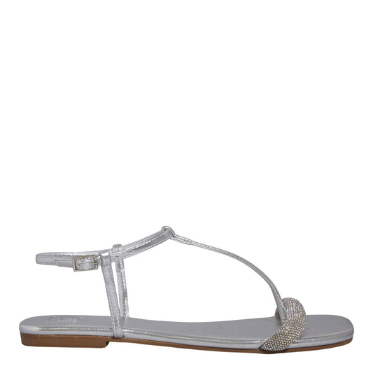 Rasteirinha Degalls Prata Metalizada Brilho Strass