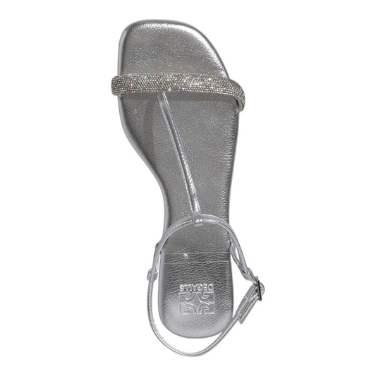 Rasteirinha Degalls Prata Metalizada Brilho Strass