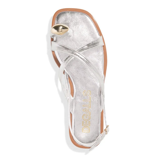 Rasteirinha Degalls Prata Metalizada Metal Bold