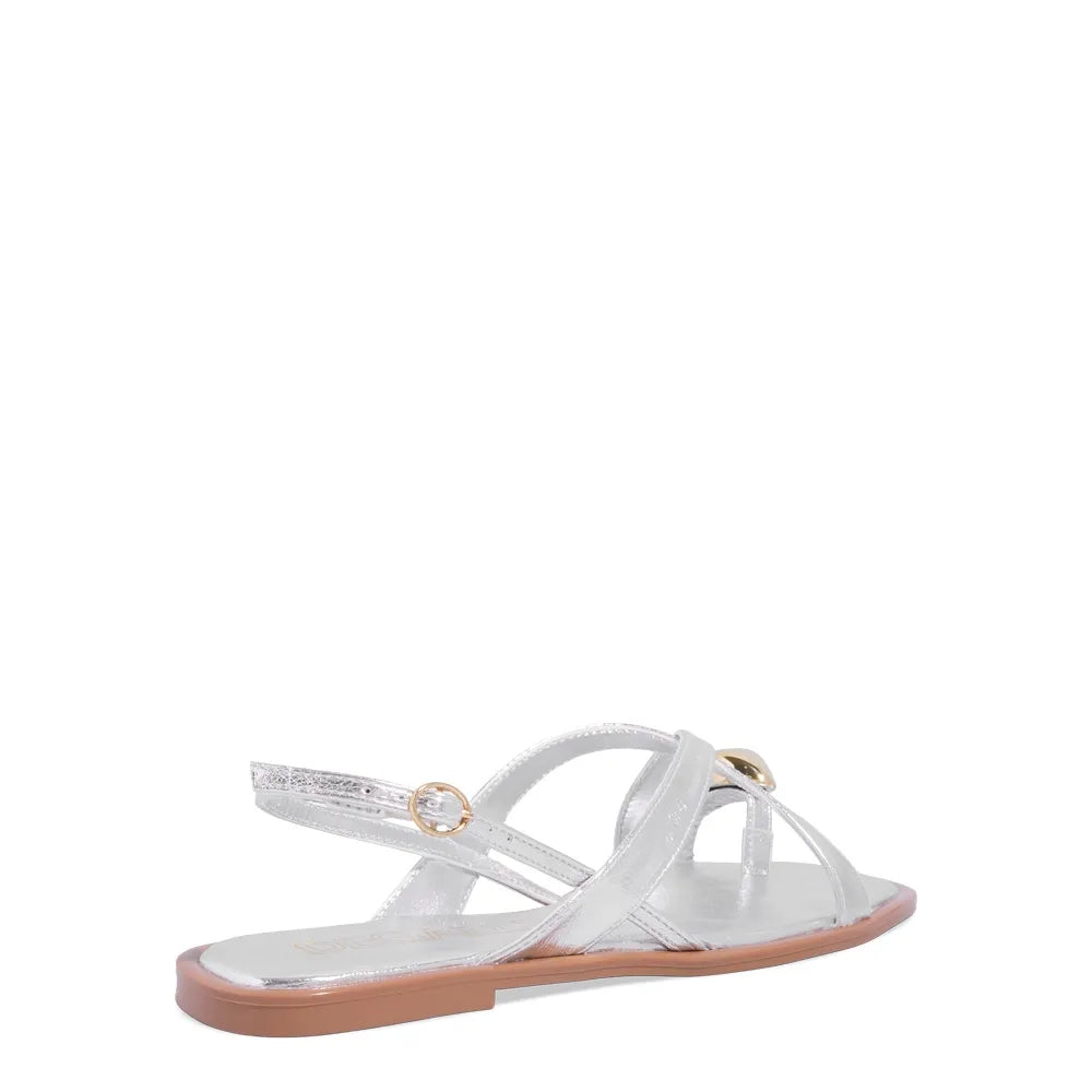 Rasteirinha Degalls Prata Metalizada Metal Bold