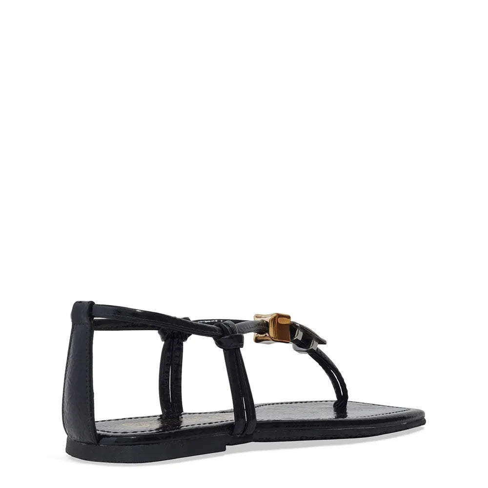 Rasteirinha Degalls Preta Verniz Tira Em T