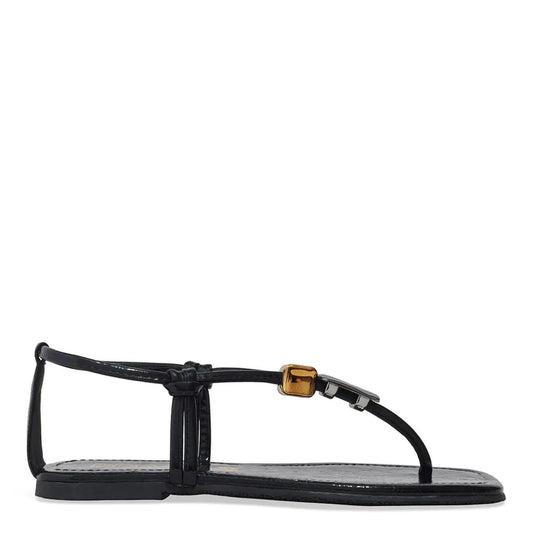 Rasteirinha Degalls Preta Verniz Tira Em T