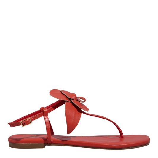 Rasteirinha Degalls Vermelha Flor Couro