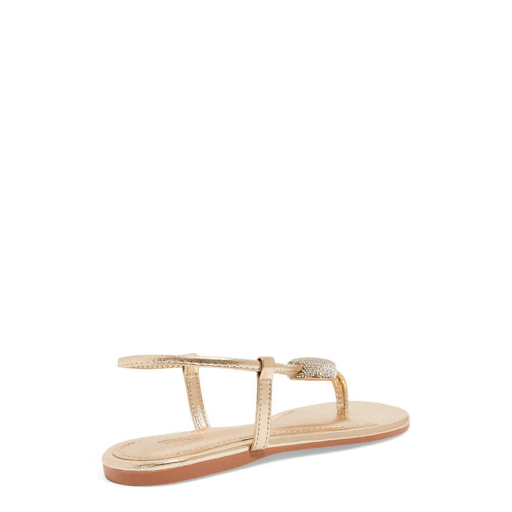 Rasteirinha Dourada Santa Lolla Bico Redondo Brilho 