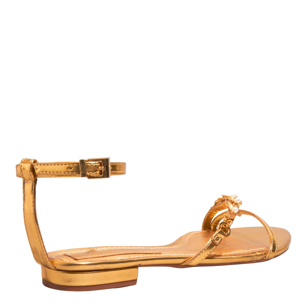 Rasteirinha Dourada Santa Lolla Flor Bico Fino