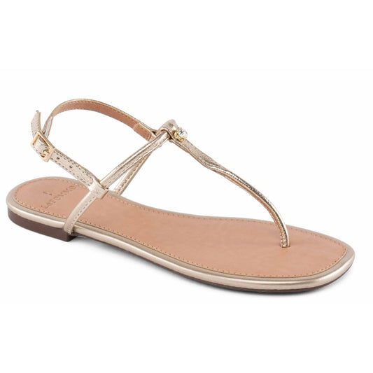 Rasteirinha La Femme Dourada Metalizada Ponto De Luz