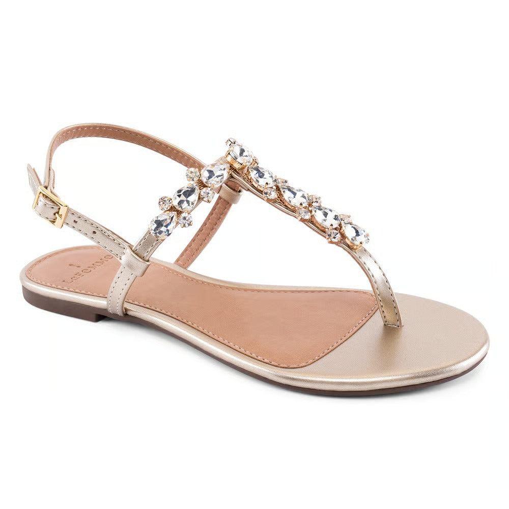 Rasteirinha La Femme Dourada Pedraria