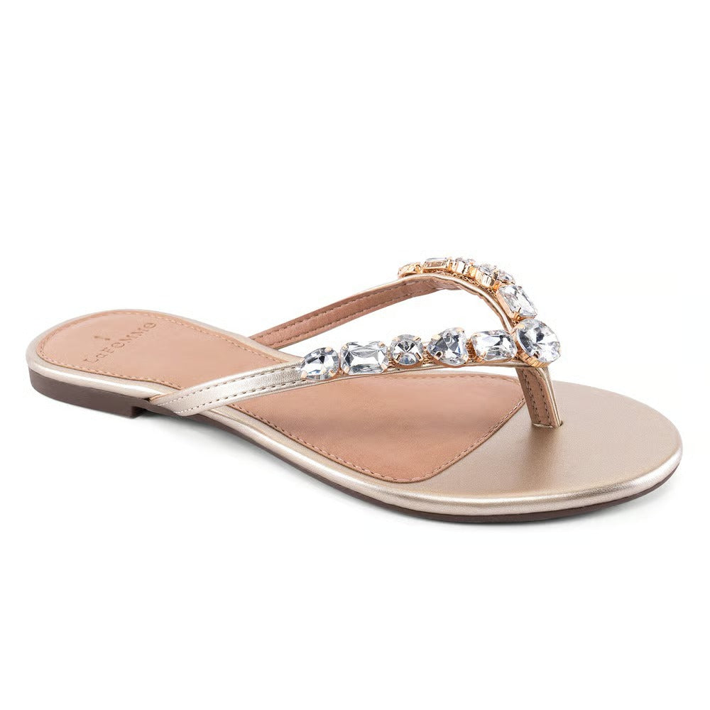 Rasteirinha La Femme Dourada Pedraria