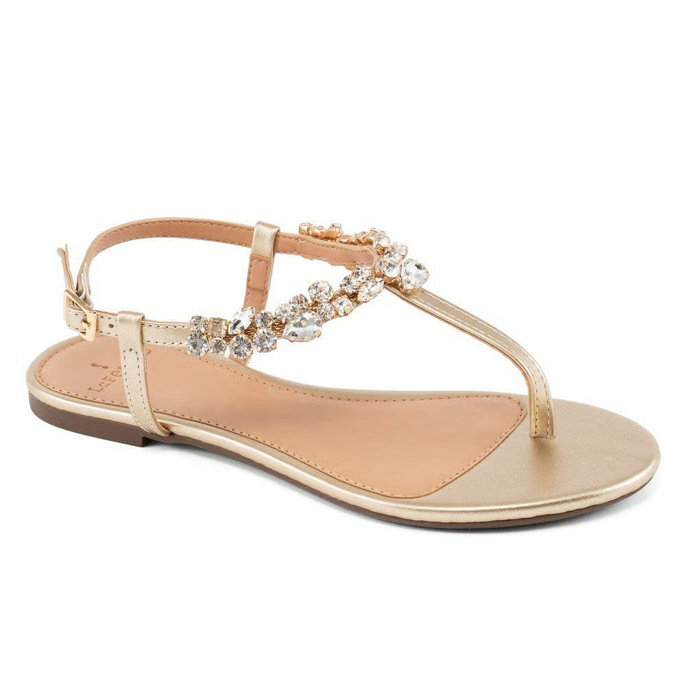 Rasteirinha La Femme Dourada Pedraria