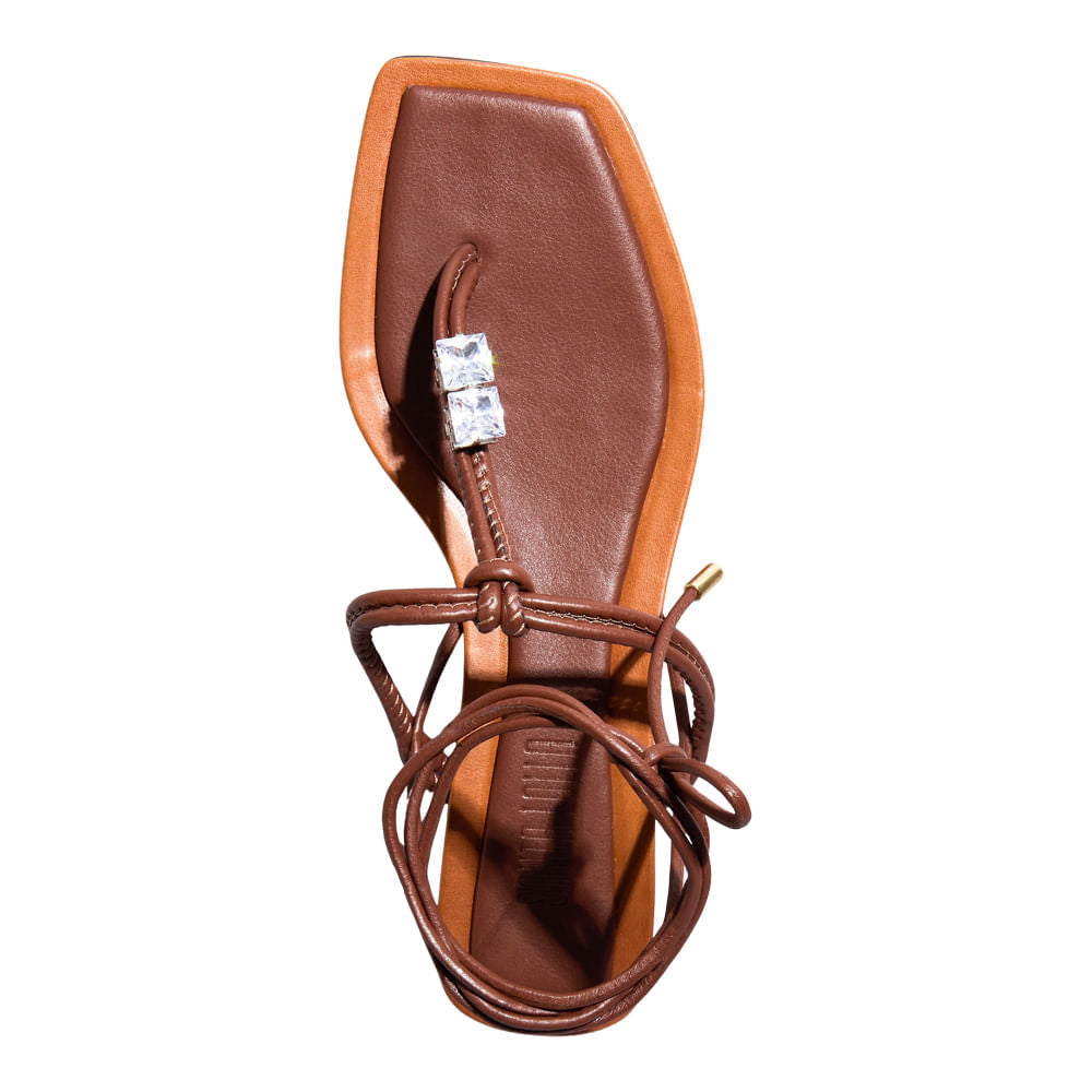 Rasteirinha Marrom Santa Lolla Amarração Brilho 