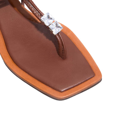 Rasteirinha Marrom Santa Lolla Amarração Brilho 