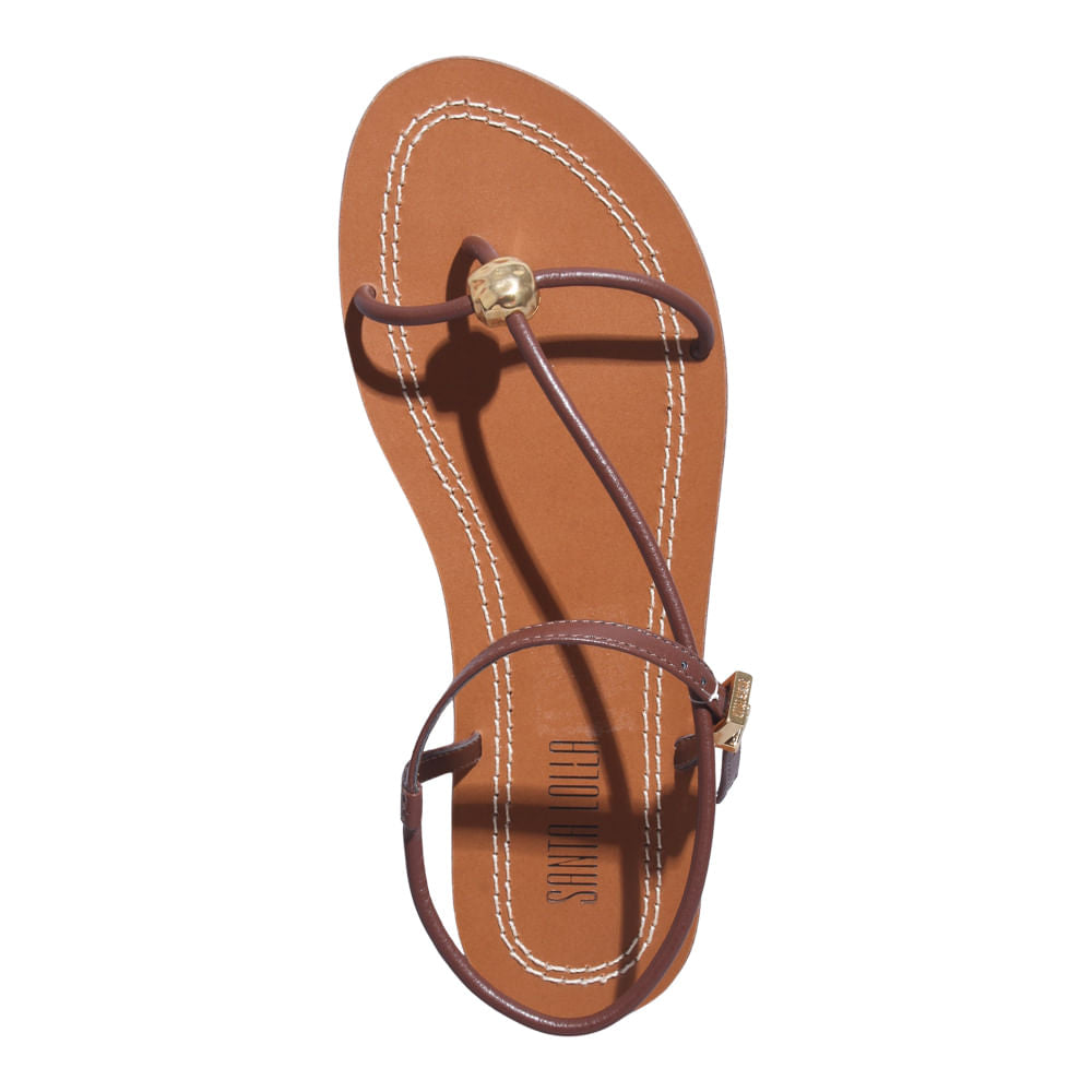 Rasteirinha Marrom Santa Lolla Bico Redondo 