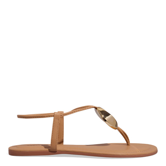 Rasteirinha Santa Lolla Bege Placa Metálica