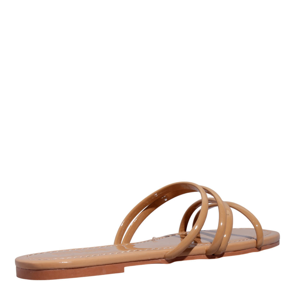 Rasteirinha Santa Lolla Bege Verniz Bico Quadrado