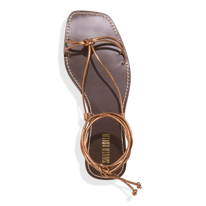 Rasteirinha Santa Lolla Bronze Amarração Metalizada