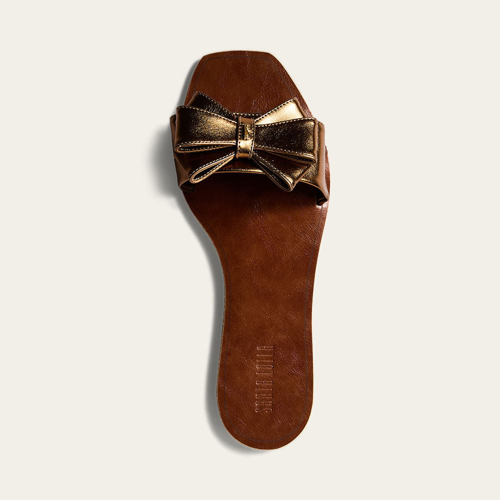 Rasteirinha Santa Lolla Bronze Metalizada Laço