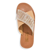 Rasteirinha Santa Lolla Caramelo Tiras Strass