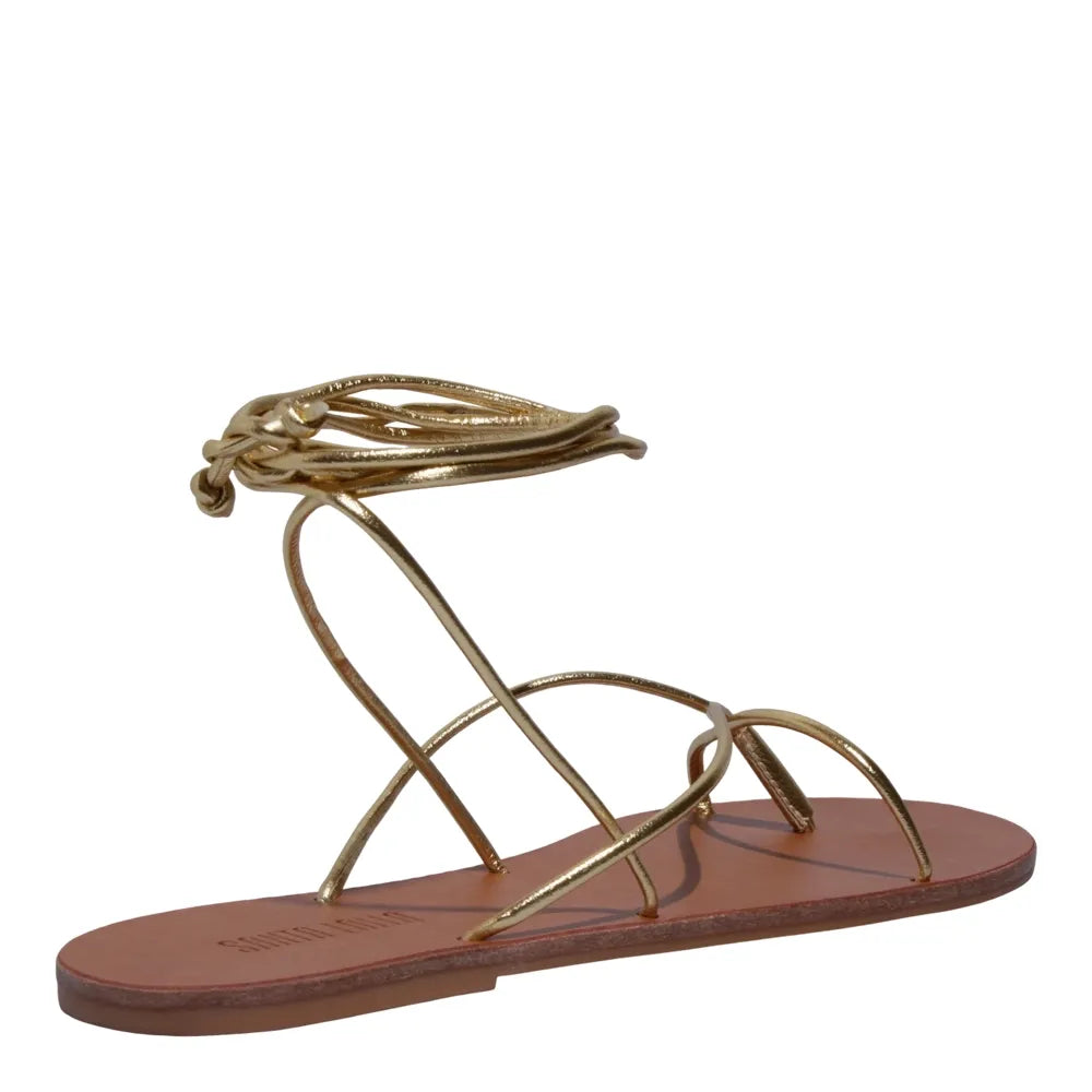 Rasteirinha Santa Lolla Dourada Metalizada Amarração