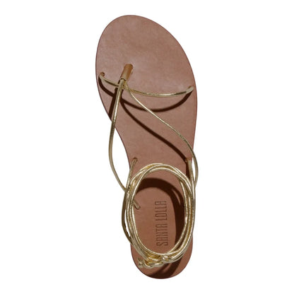 Rasteirinha Santa Lolla Dourada Metalizada Amarração