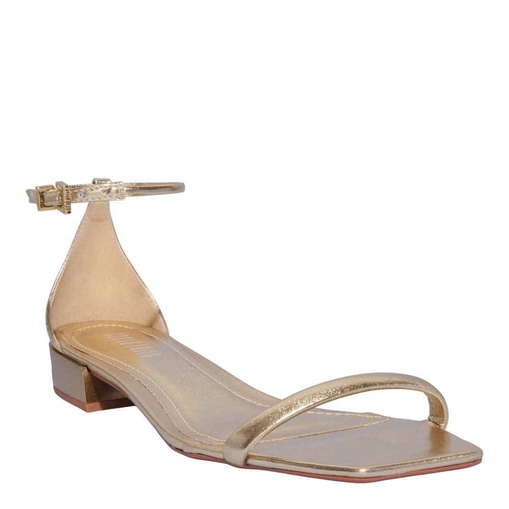 Rasteirinha Santa Lolla Dourada Metalizada Bico Quadrado