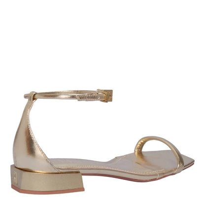 Rasteirinha Santa Lolla Dourada Metalizada Bico Quadrado