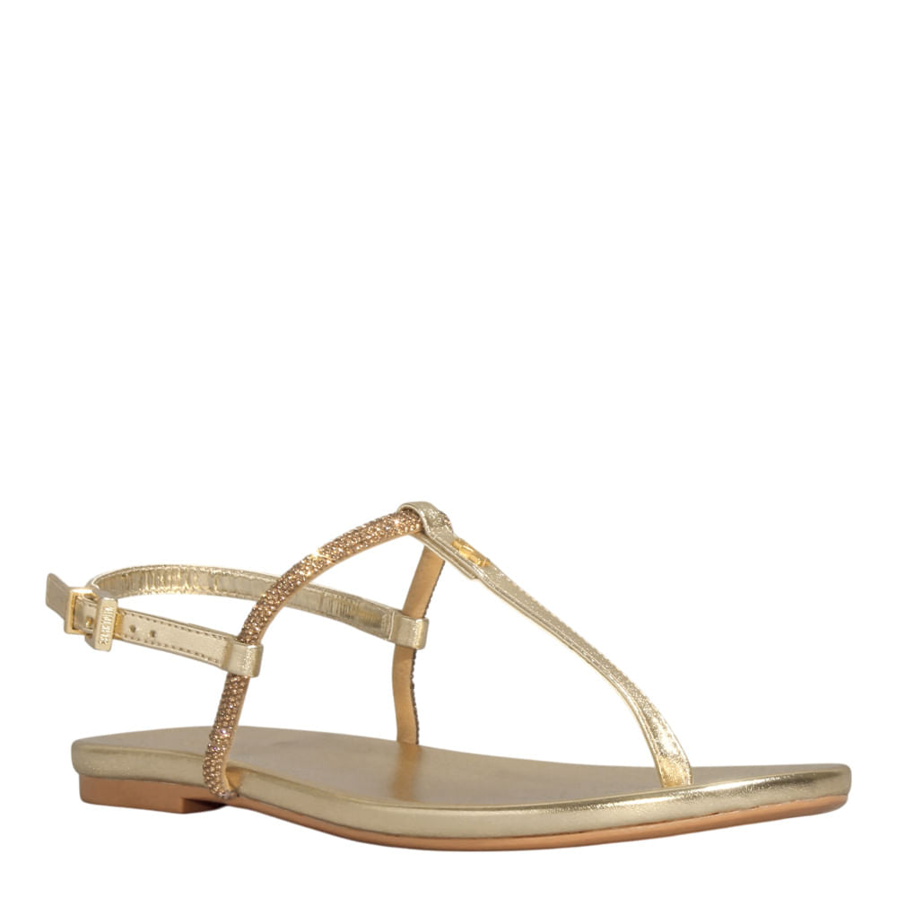 Rasteirinha Santa Lolla Dourada Metalizada Brilho