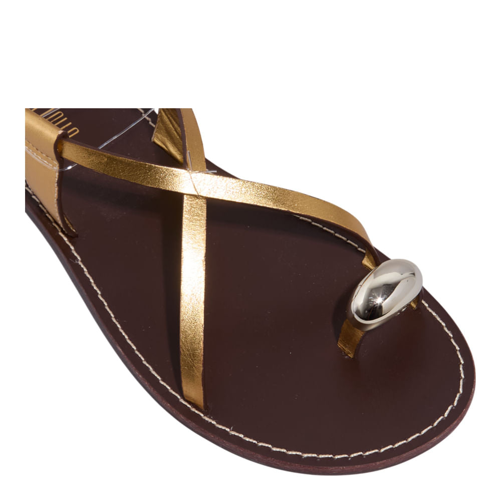 Rasteirinha Santa Lolla Dourada Metalizada Dedinho - 068F.4BAC