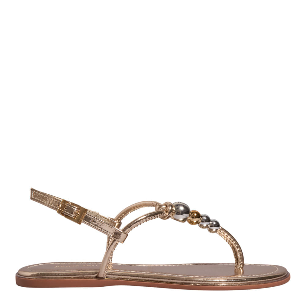 Rasteirinha Santa Lolla Dourada Metalizada Esferas