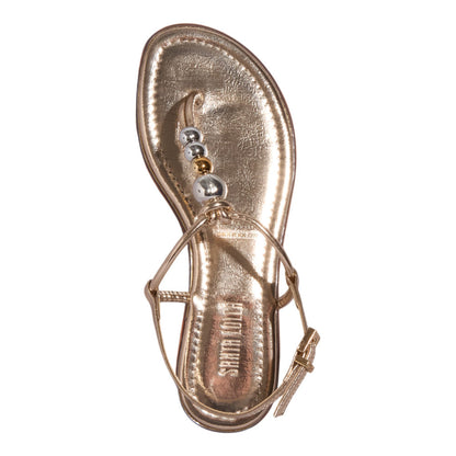 Rasteirinha Santa Lolla Dourada Metalizada Esferas