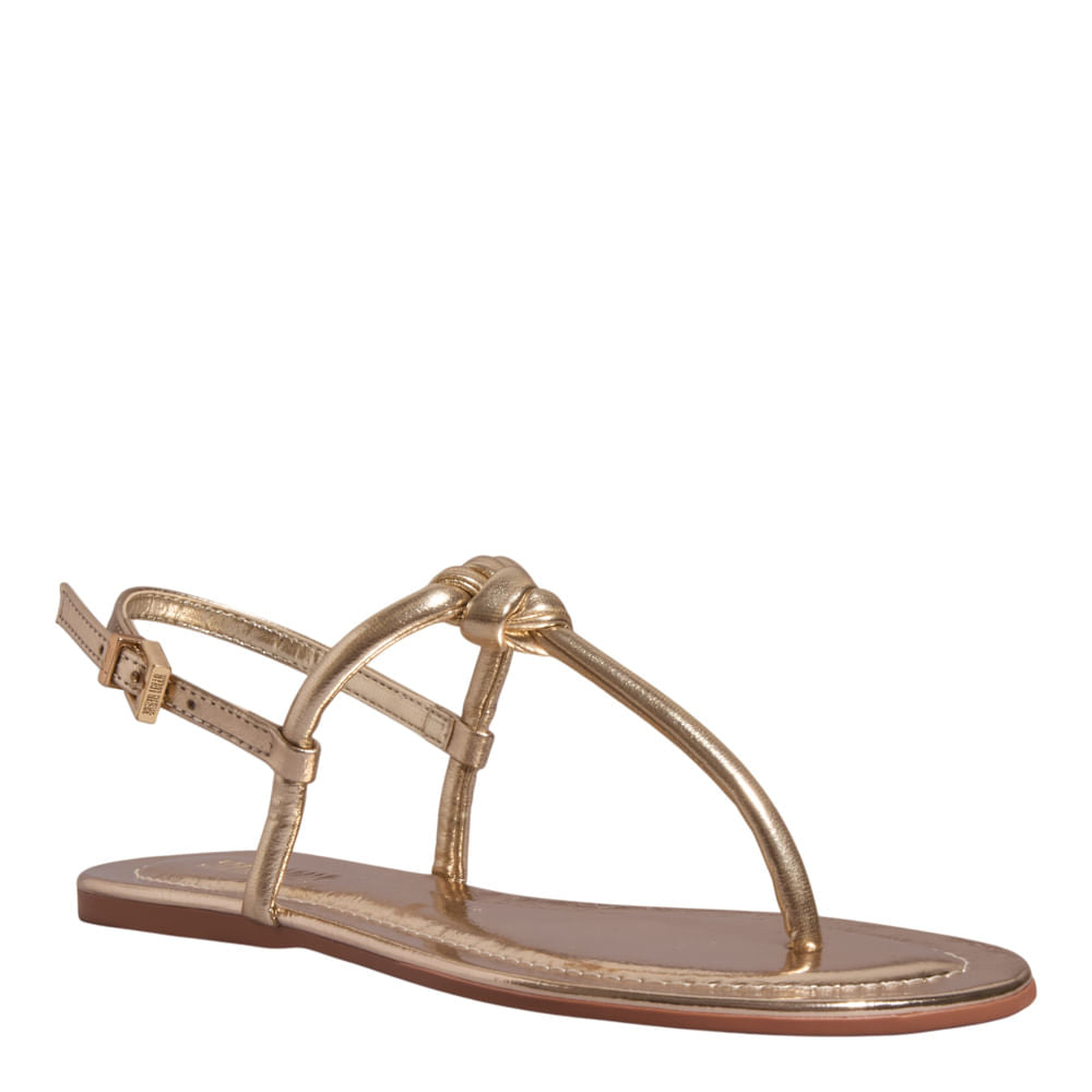 Rasteirinha Santa Lolla Dourada Metalizada Nó