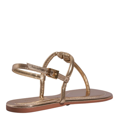 Rasteirinha Santa Lolla Dourada Metalizada Nó