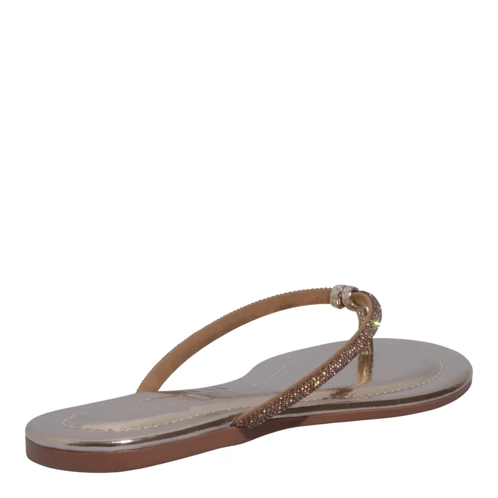 Rasteirinha Santa Lolla Dourada Metalizada Reflexo