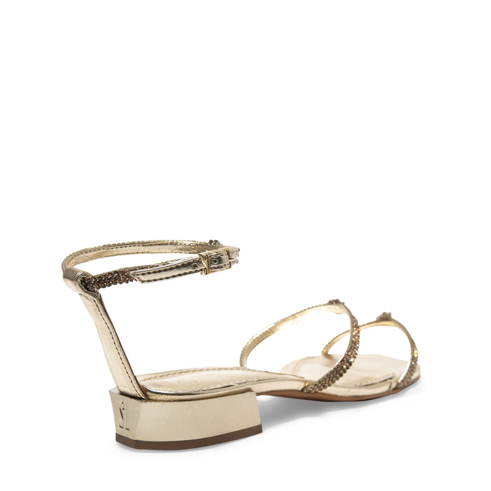 Rasteirinha Santa Lolla Dourada Metalizada Strass